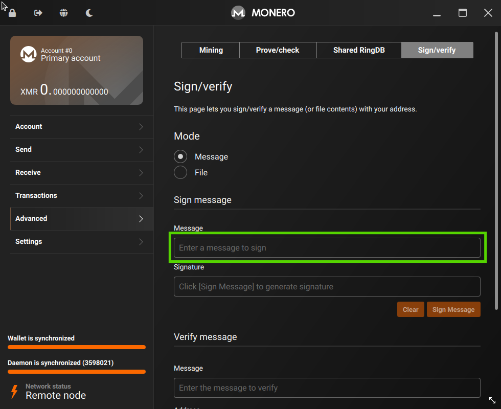 Monero GUI - Paste message